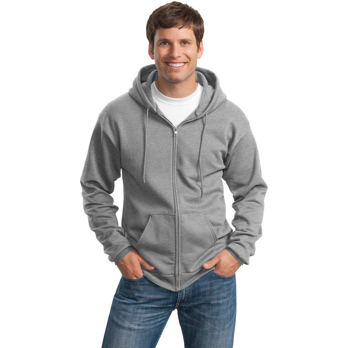 no-logo Port & Company Tall Ultimate Full- Zip Hooded Sweatshirt-Full Zips-Port & Company-Thread Logic