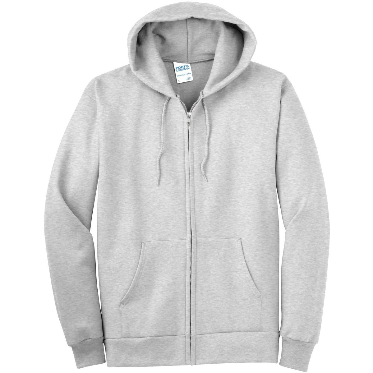 no-logo Port & Company Tall Ultimate Full- Zip Hooded Sweatshirt-Full Zips-Port & Company-Ash-LT-Thread Logic
