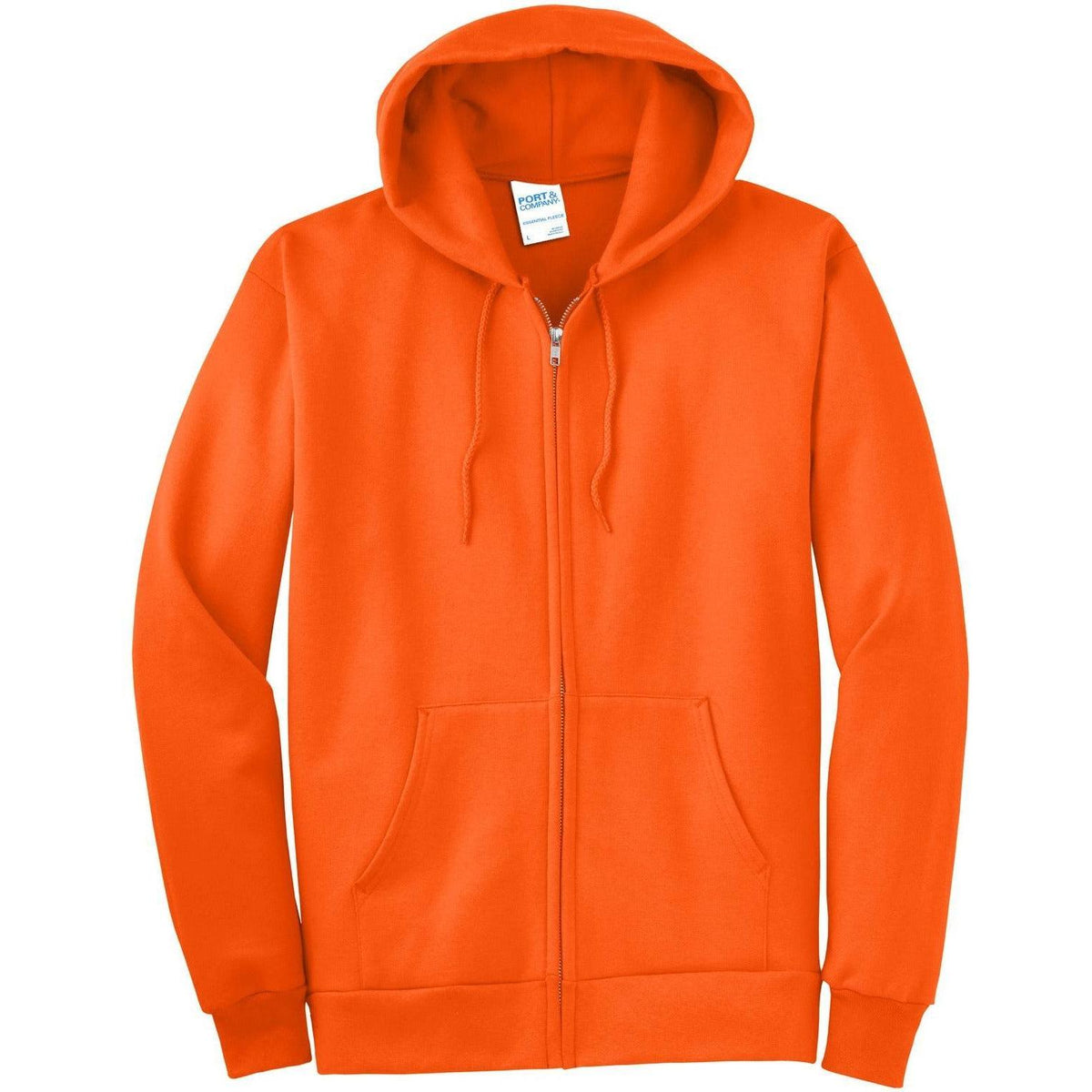 no-logo Port & Company Tall Ultimate Full- Zip Hooded Sweatshirt-Full Zips-Port & Company-Safety Orange-LT-Thread Logic