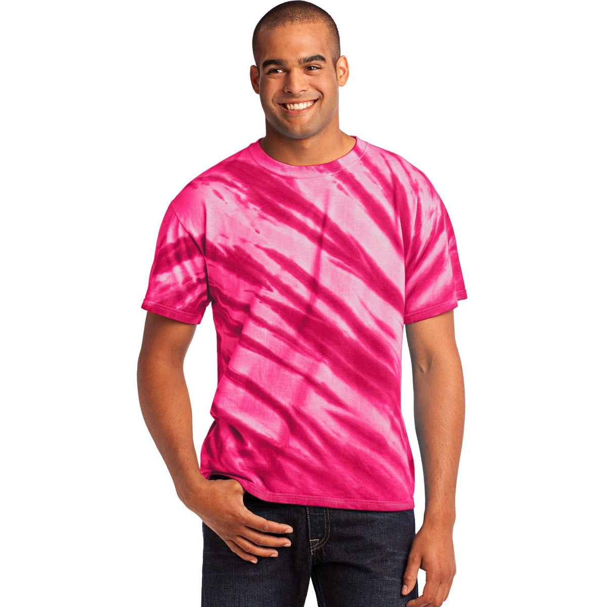no-logo Port & Company Tiger Stripe Tie-Dye Tee-Regular-Port & Company-Thread Logic