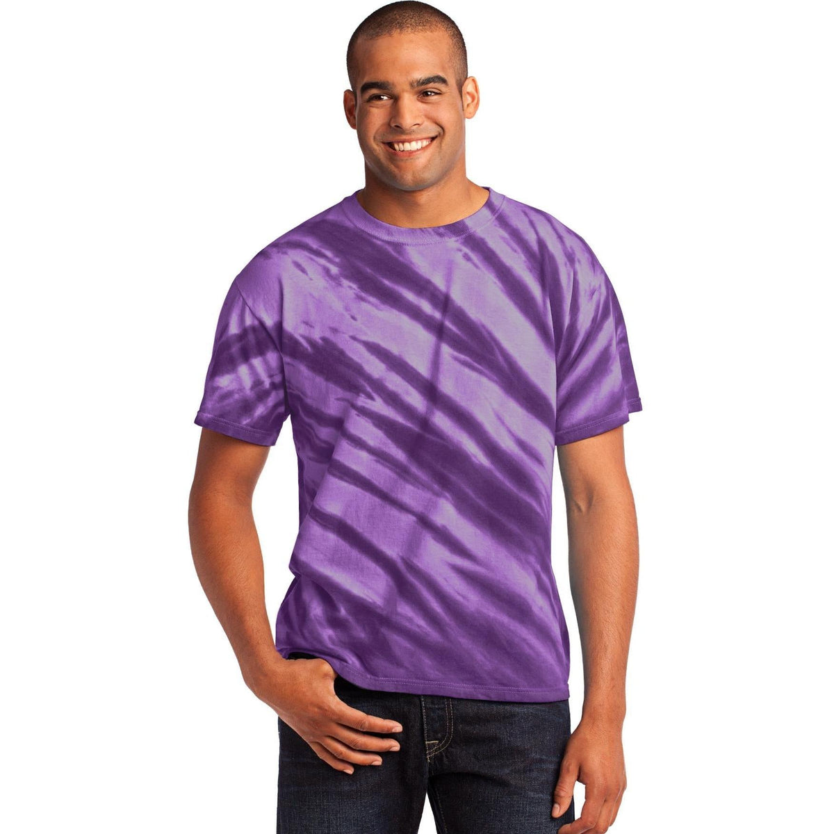 no-logo Port & Company Tiger Stripe Tie-Dye Tee-Regular-Port & Company-Thread Logic