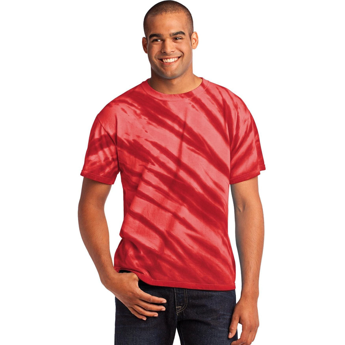 no-logo Port & Company Tiger Stripe Tie-Dye Tee-Regular-Port & Company-Thread Logic
