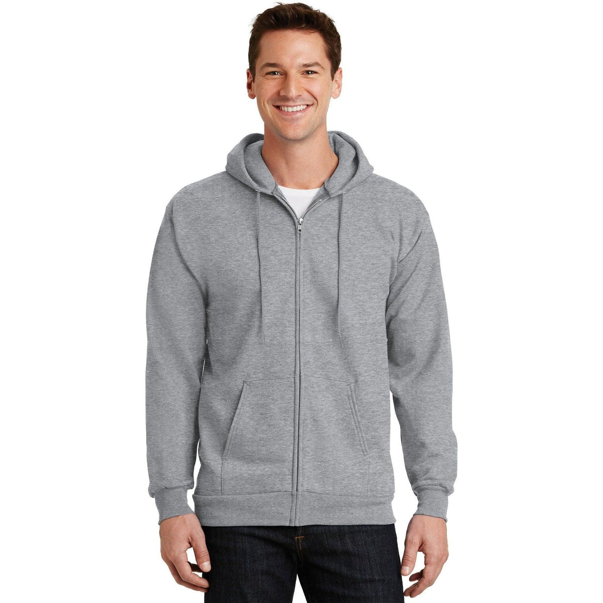 no-logo Port & Company Ultimate Full-Zip Hooded Sweatshirt-Full Zips-Port & Company-Thread Logic