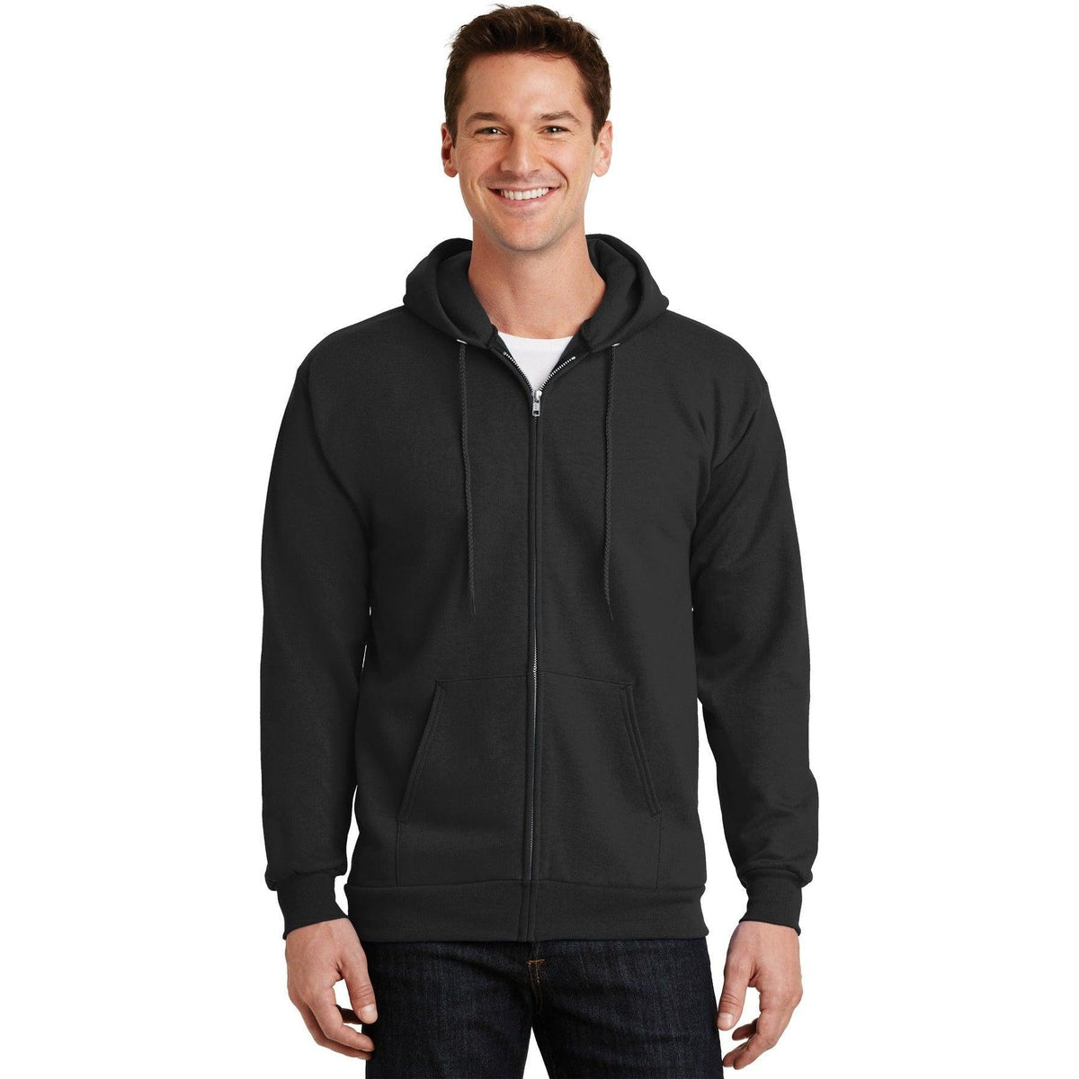 no-logo Port & Company Ultimate Full-Zip Hooded Sweatshirt-Full Zips-Port & Company-Thread Logic