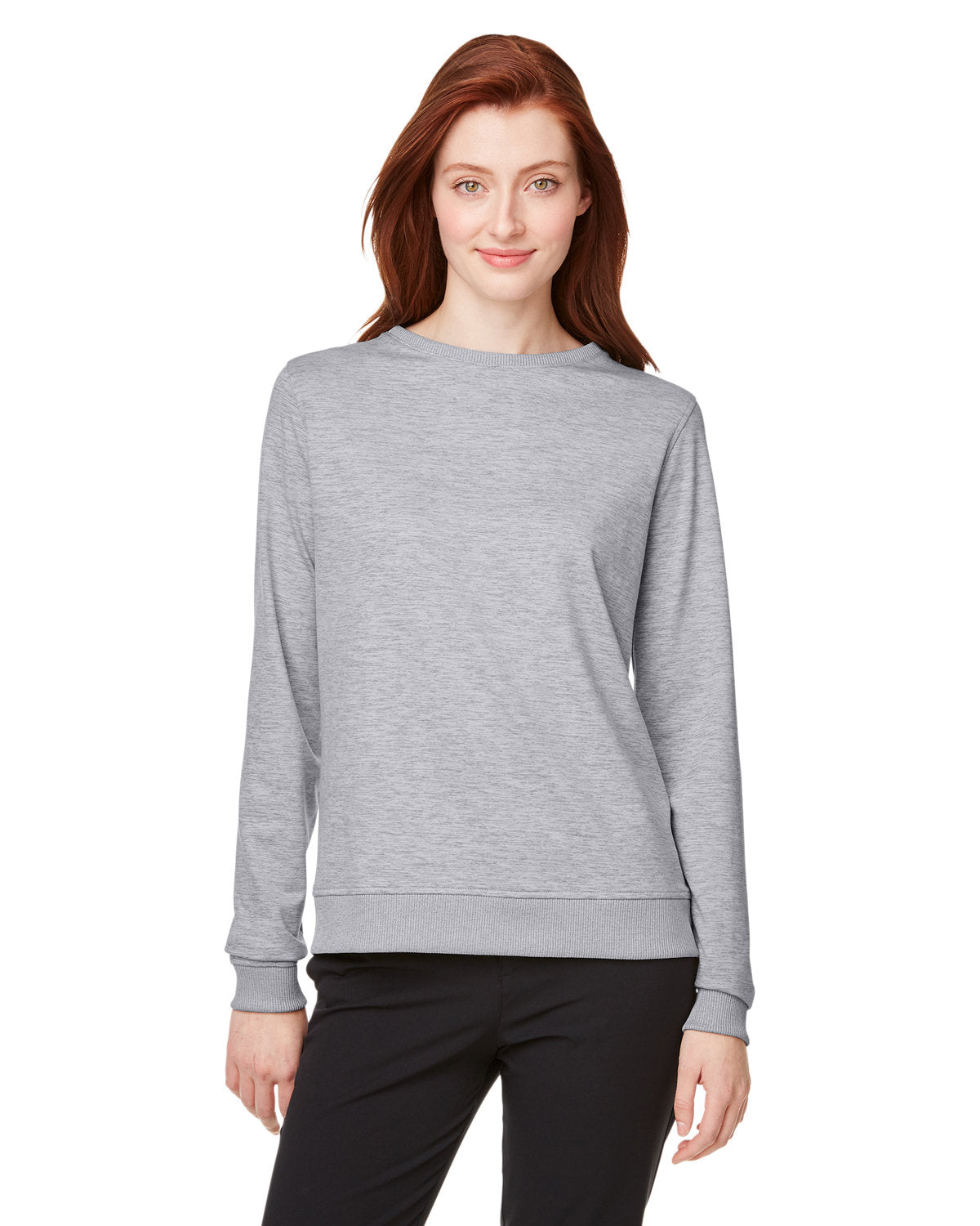  Puma Ladies Cloudspun Crewneck Sweatshirt-Ladies Layering-Puma Golf-Light Gray Heather-S-Thread Logic