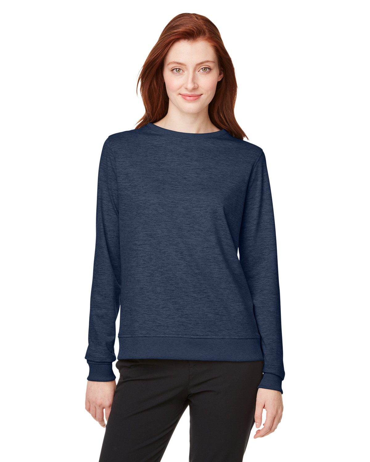  Puma Ladies Cloudspun Crewneck Sweatshirt-Ladies Layering-Puma Golf-Navy Blazer Heather-S-Thread Logic