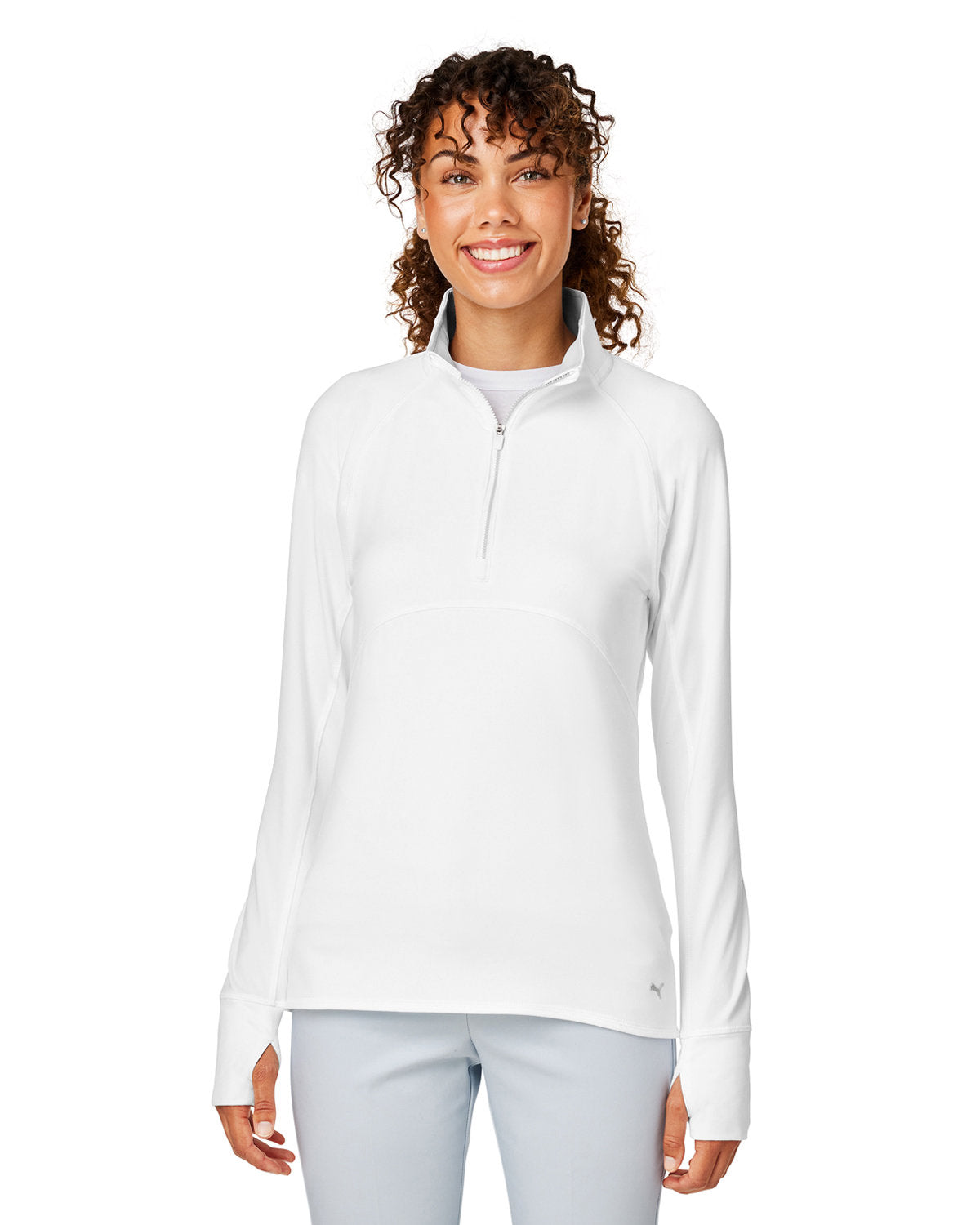  Puma Ladies Gamer Golf Quarter-Zip-Knits and Layering-Puma-Bright White-S-Thread Logic