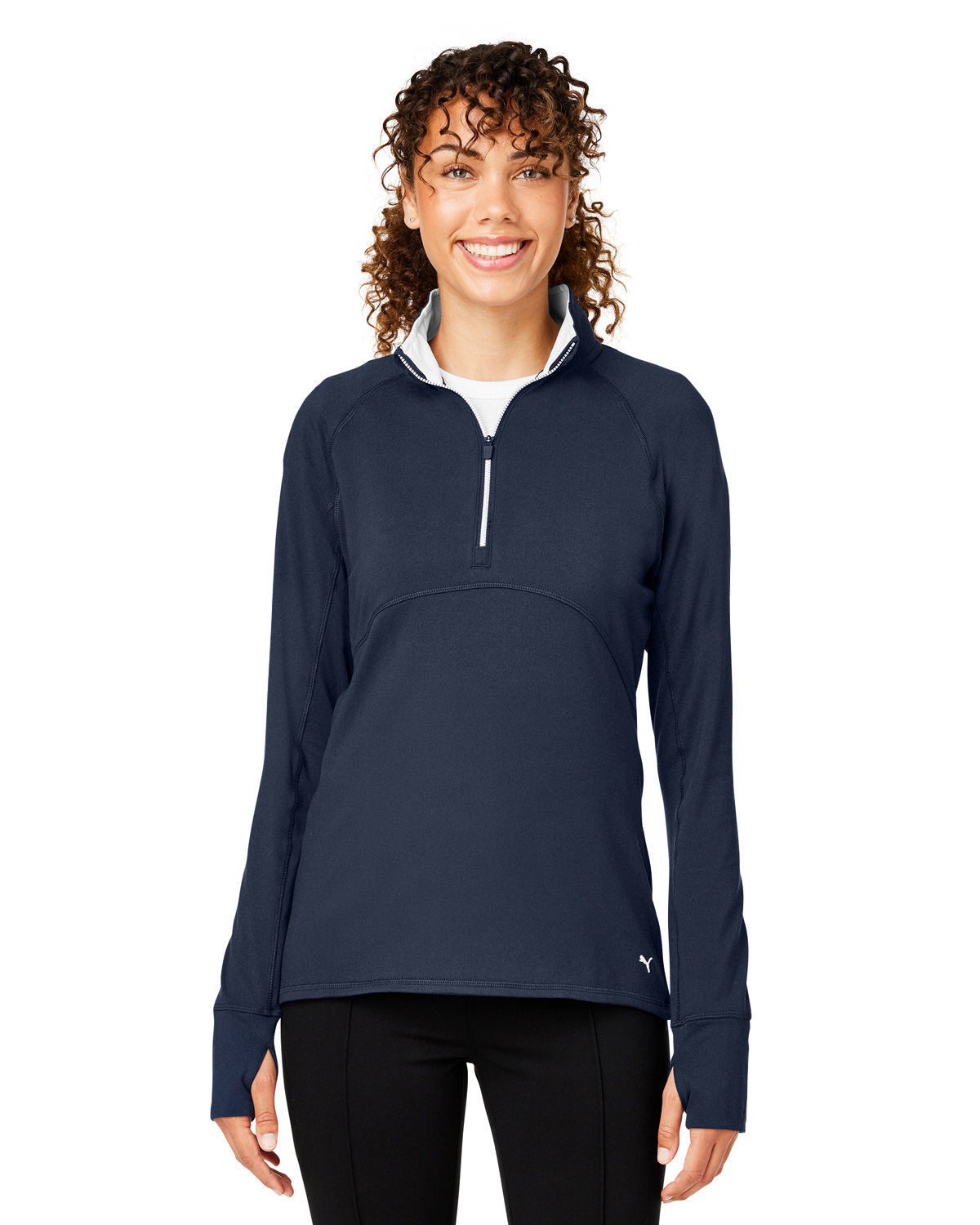  Puma Ladies Gamer Golf Quarter-Zip-Knits and Layering-Puma-Navy Blazer-S-Thread Logic