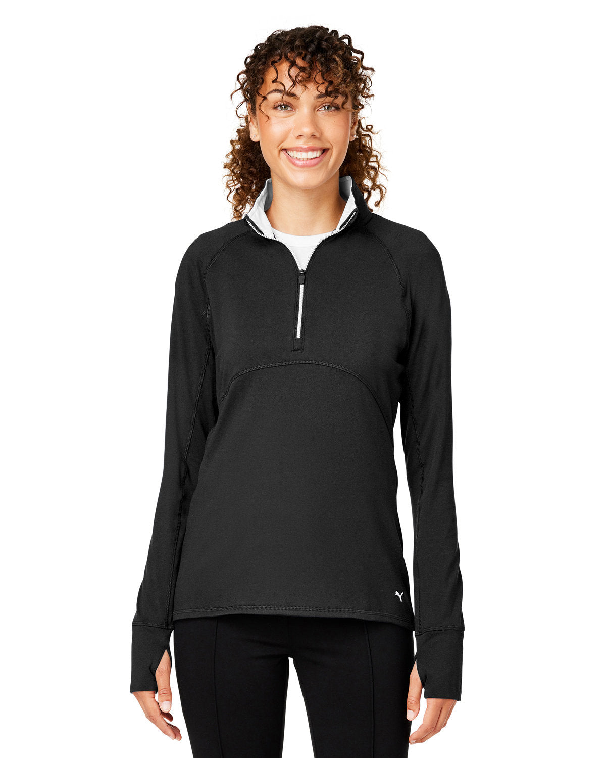  Puma Ladies Gamer Golf Quarter-Zip-Knits and Layering-Puma-Puma Black-S-Thread Logic