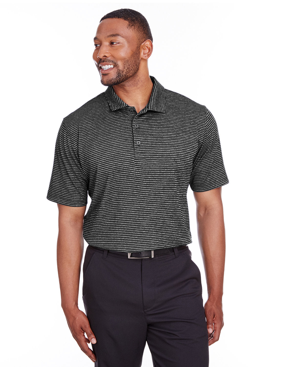 no-logo Puma Performance Stripe Polo-Polos-Puma Golf-Puma Black Heather-S-Thread Logic