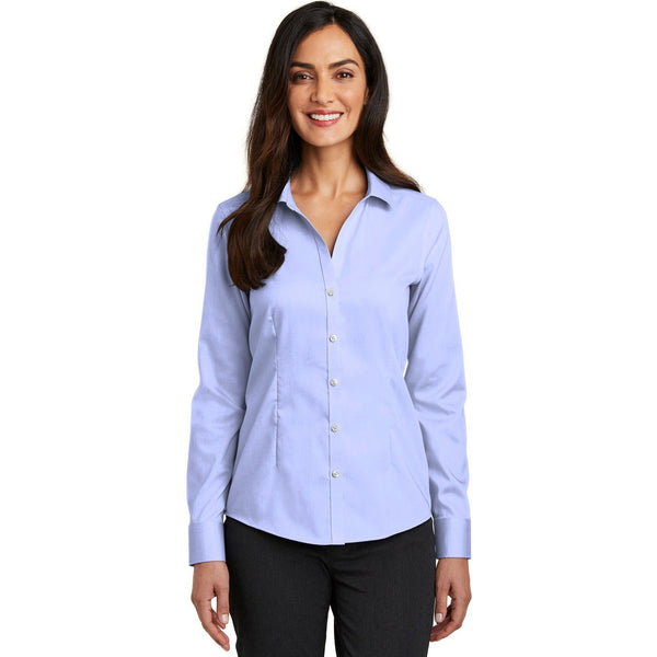 no-logo CLOSEOUT - Red House Ladies Pinpoint Oxford Non-Iron Shirt-Red House-Blue-L-Thread Logic