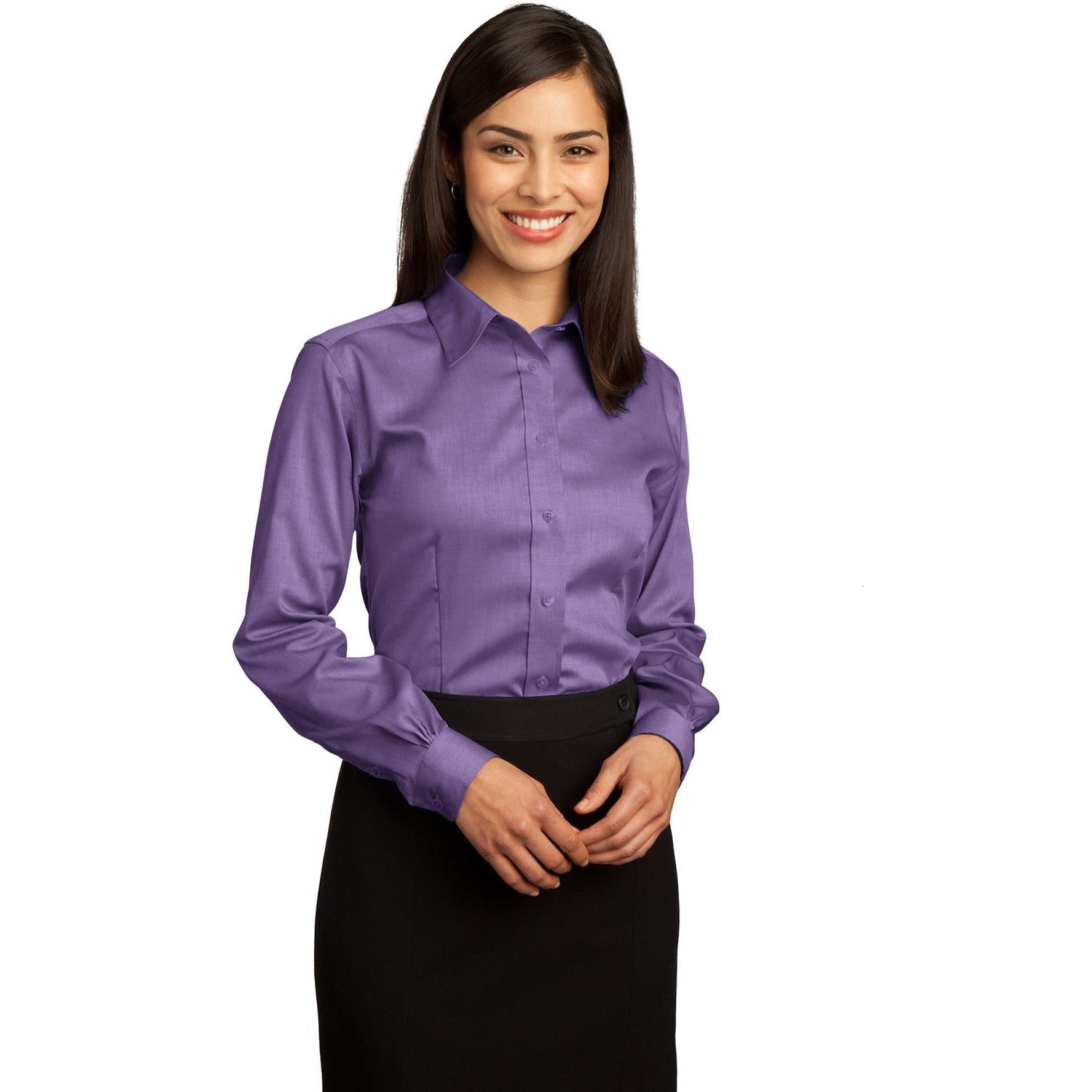 no-logo CLOSEOUT - Red House Ladies Non-Iron Pinpoint Oxford Shirt-Red House-Purple Dusk-S-Thread Logic