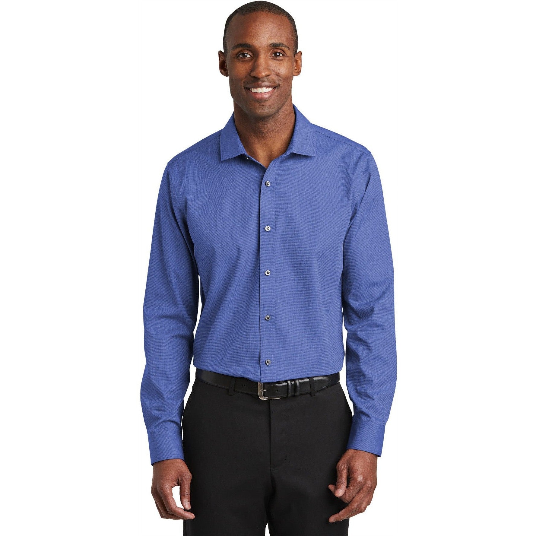 no-logo CLOSEOUT - Red House Slim Fit Nailhead Non-Iron Shirt-Red House-Mediterranean Blue-L-Thread Logic