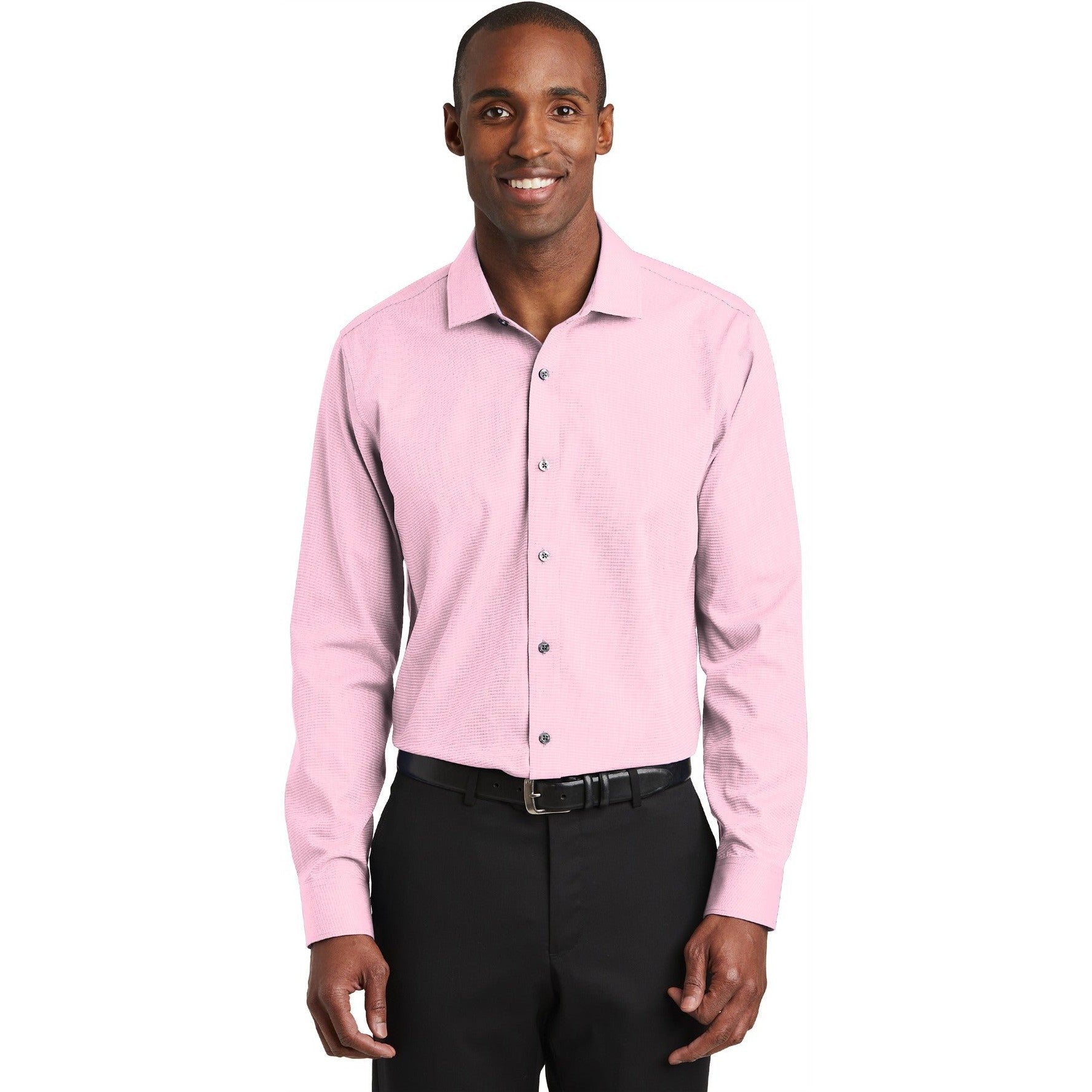 no-logo CLOSEOUT - Red House Slim Fit Nailhead Non-Iron Shirt-Red House-Pink-M-Thread Logic