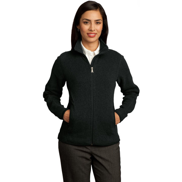 no-logo CLOSEOUT - Red House Ladies Sweater Fleece Full-Zip Jacket-Red House-Black-4XL-Thread Logic