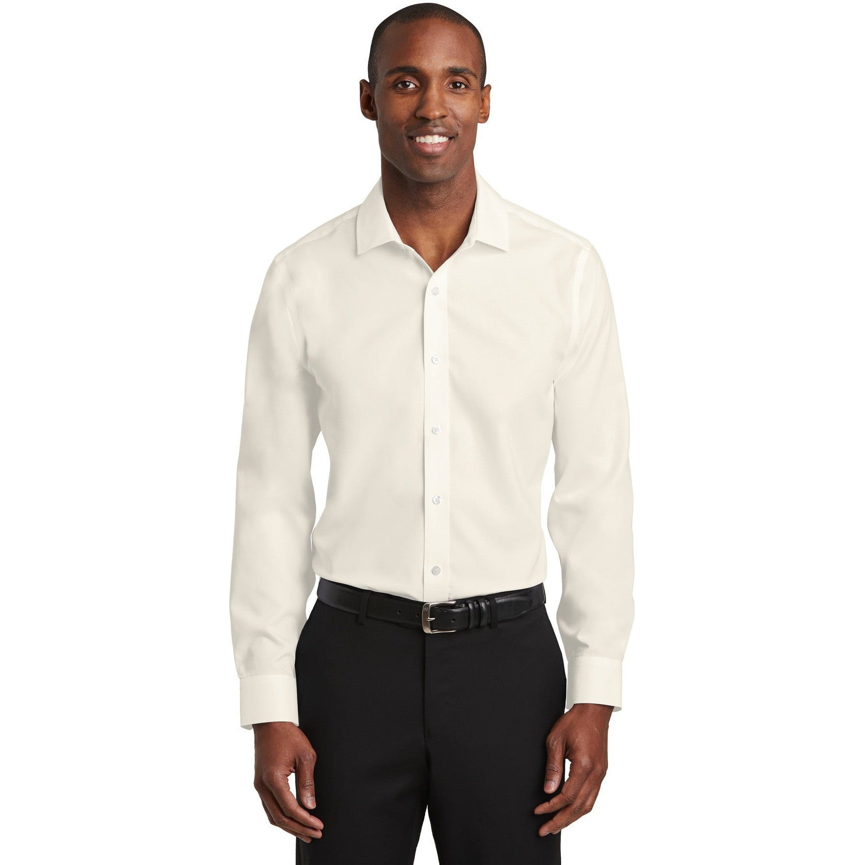 no-logo CLOSEOUT - Red House Slim Fit Pinpoint Oxford Non-Iron Shirt-Red House-Ivory Chiffon-S-Thread Logic