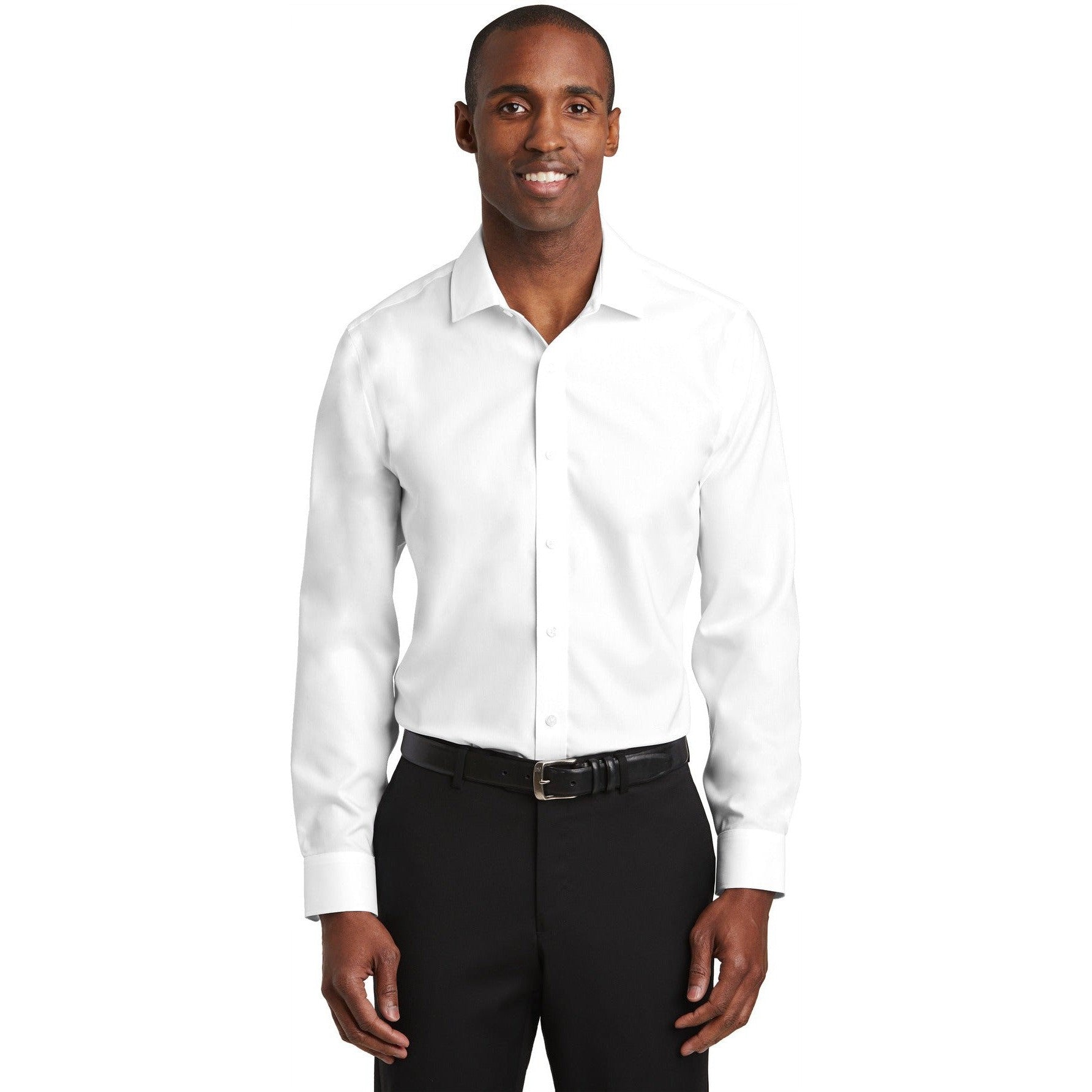 no-logo CLOSEOUT - Red House Slim Fit Pinpoint Oxford Non-Iron Shirt-Red House-White-XS-Thread Logic
