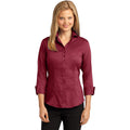 no-logo CLOSEOUT - Red House Ladies 3/4-Sleeve Nailhead Non-Iron Shirt-Red House-Deep Red-S-Thread Logic