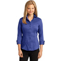 no-logo CLOSEOUT - Red House Ladies 3/4-Sleeve Nailhead Non-Iron Shirt-Red House-Mediterranean Blue-S-Thread Logic