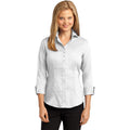 no-logo CLOSEOUT - Red House Ladies 3/4-Sleeve Nailhead Non-Iron Shirt-Red House-White-XL-Thread Logic