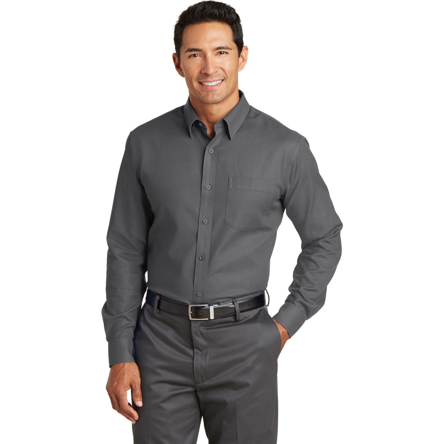 no-logo CLOSEOUT - Red House Non-Iron Diamond Dobby Shirt-Red House-Dark Charcoal-3XL-Thread Logic