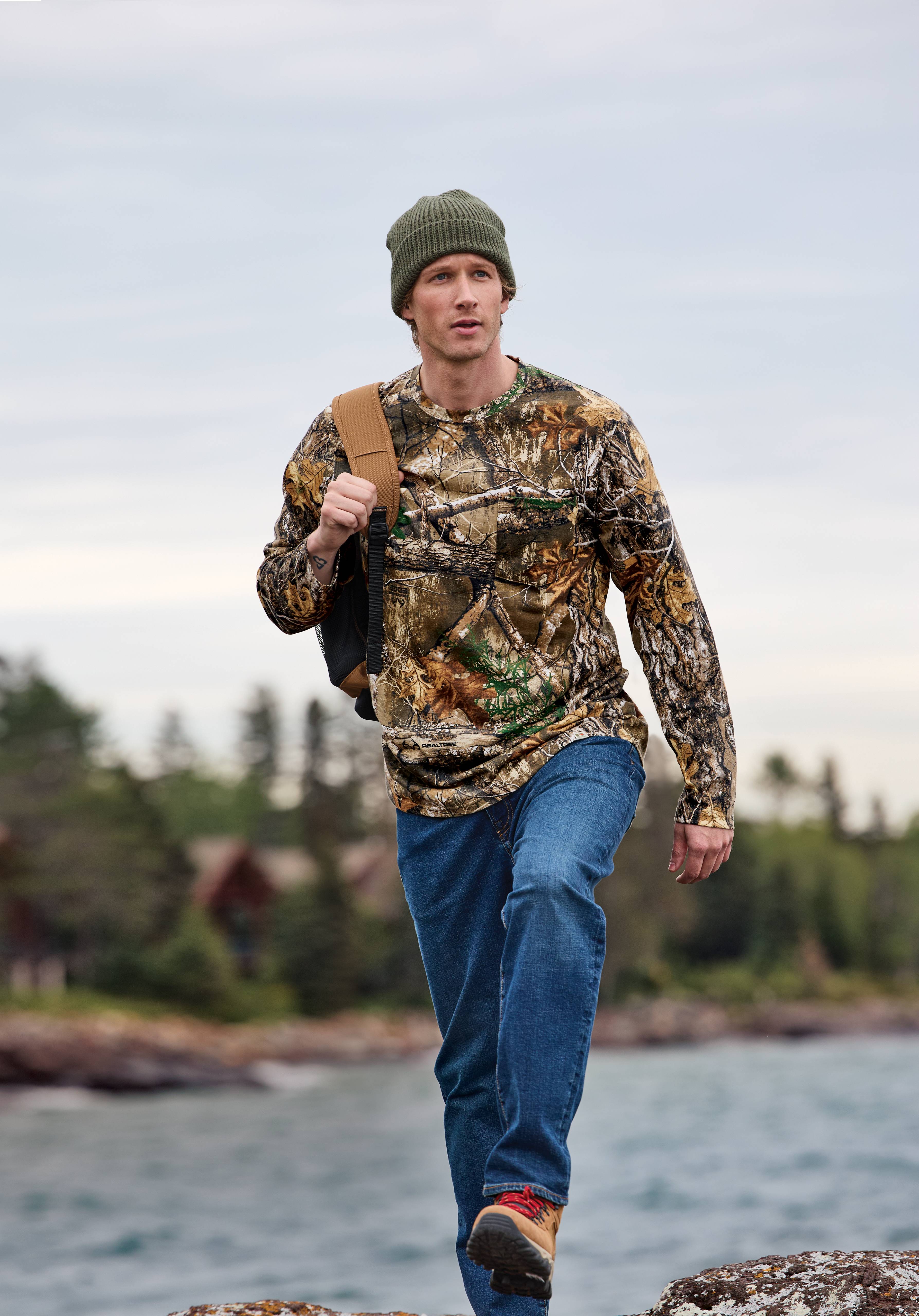トップス WOODBLOCK LS MESH RUGGER SHIRT REAL TREE 247 Realtree® Hardwood Camo Long Sleeve T-Shirt | 247 x Puma