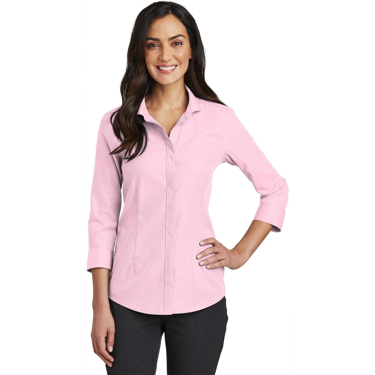 no-logo Red House Ladies 3/4-Sleeve Nailhead Non-Iron Shirt-Active-Red House-Thread Logic