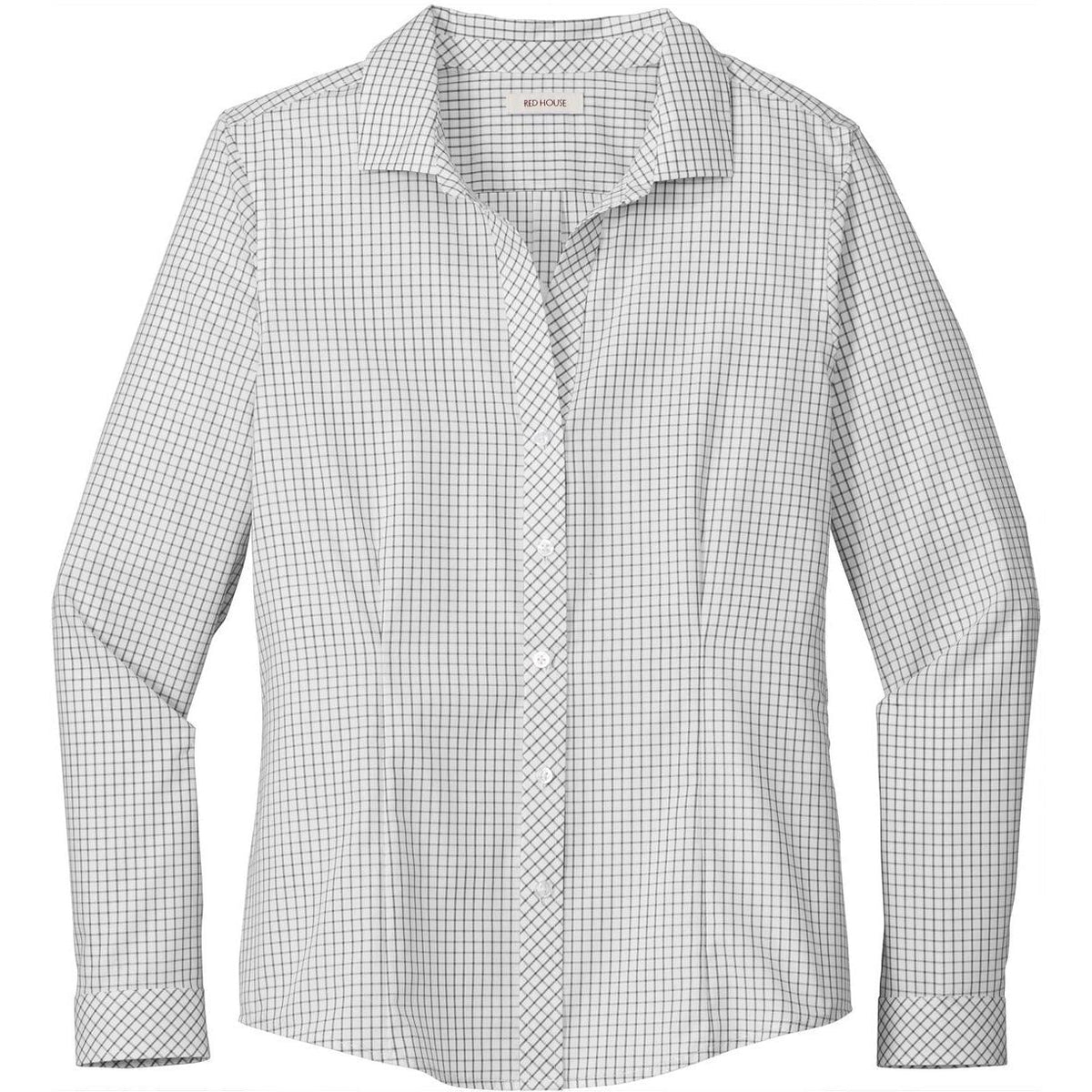 no-logo Red House Women's Open Ground Check Non-Iron Shirt-Dress Shirts-Red House-Grey/White-XS-Thread Logic