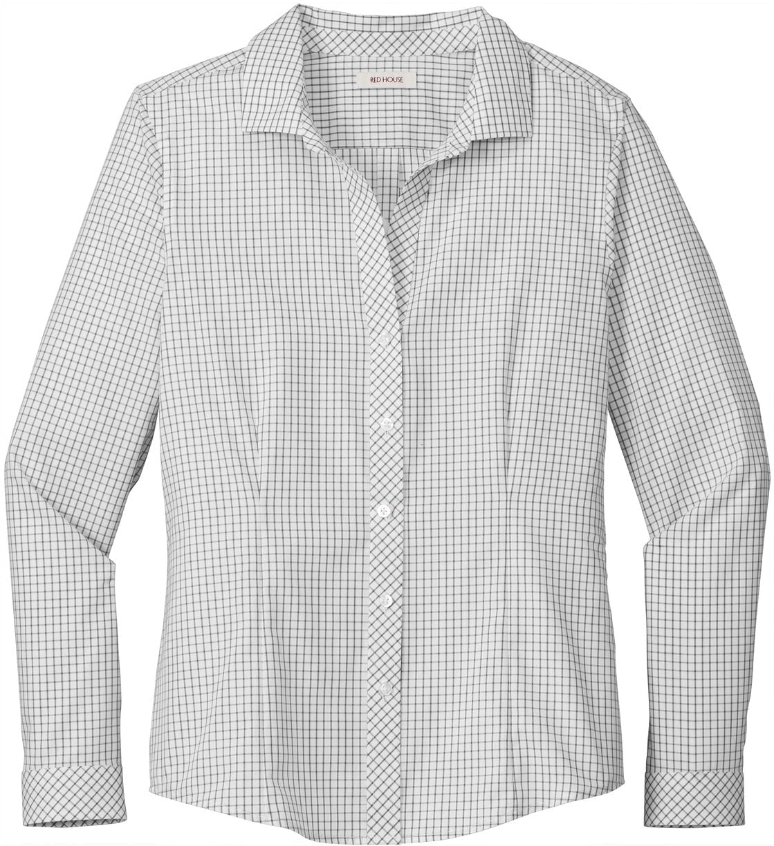 No-Logo CLOSEOUT - Red House Ladies Open Ground Check Non-Iron Shirt-Dress Shirts-Red House-Grey/White-XS-Thread Logic
