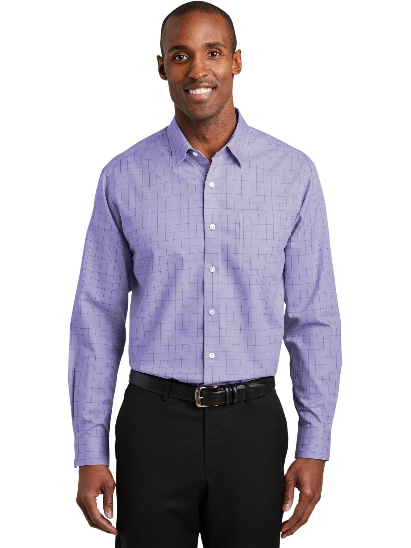 no-logo Red House Windowpane Plaid Non-Iron Shirt-Active-Red House-Thread Logic