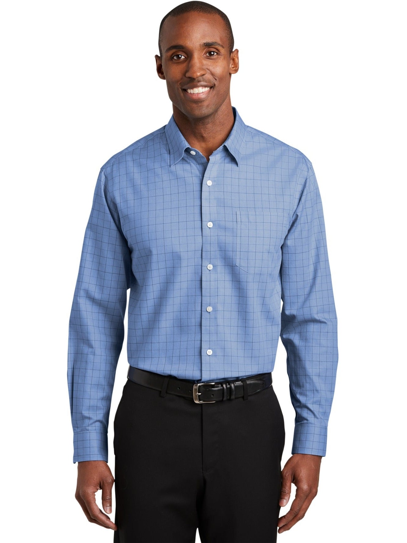 no-logo Red House Windowpane Plaid Non-Iron Shirt-Active-Red House-Thread Logic