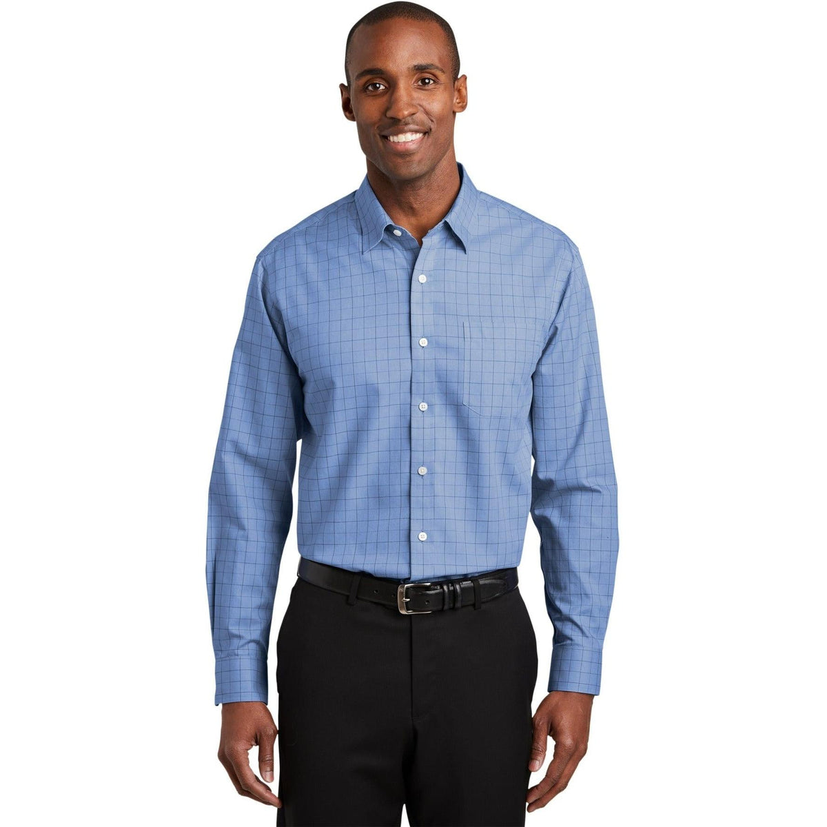 no-logo Red House Windowpane Plaid Non-Iron Shirt-Active-Red House-Thread Logic