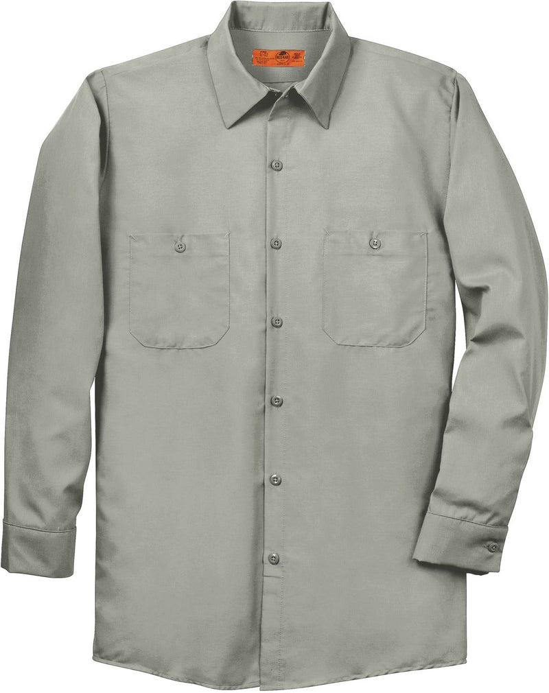 Red Kap Men's Industrial Work Shirt, Regular Fit, Long Sleeve, Light Grey,  Small