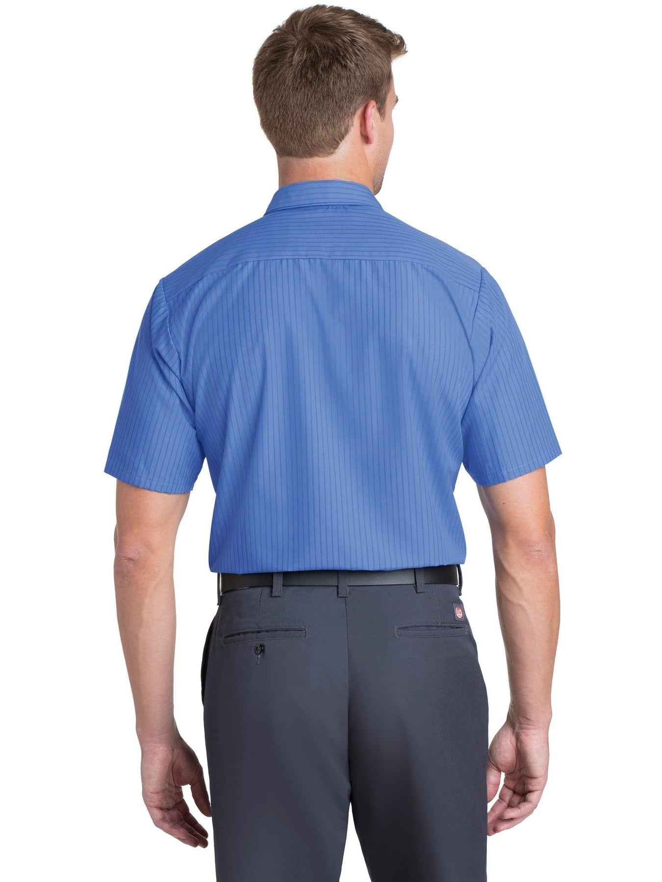no-logo Red Kap Long Size, Short Sleeve Striped Industrial Work Shirt-Active-Red Kap-Thread Logic