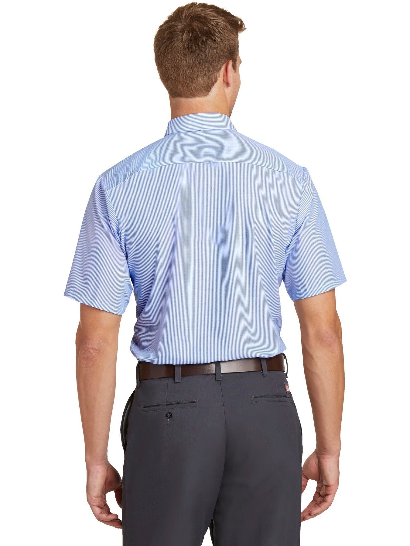 no-logo Red Kap Long Size, Short Sleeve Striped Industrial Work Shirt-Active-Red Kap-Thread Logic