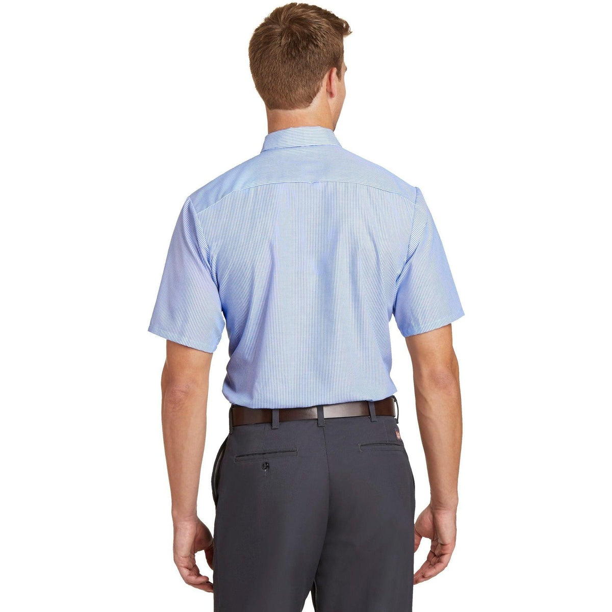 no-logo Red Kap Long Size, Short Sleeve Striped Industrial Work Shirt-Active-Red Kap-Thread Logic