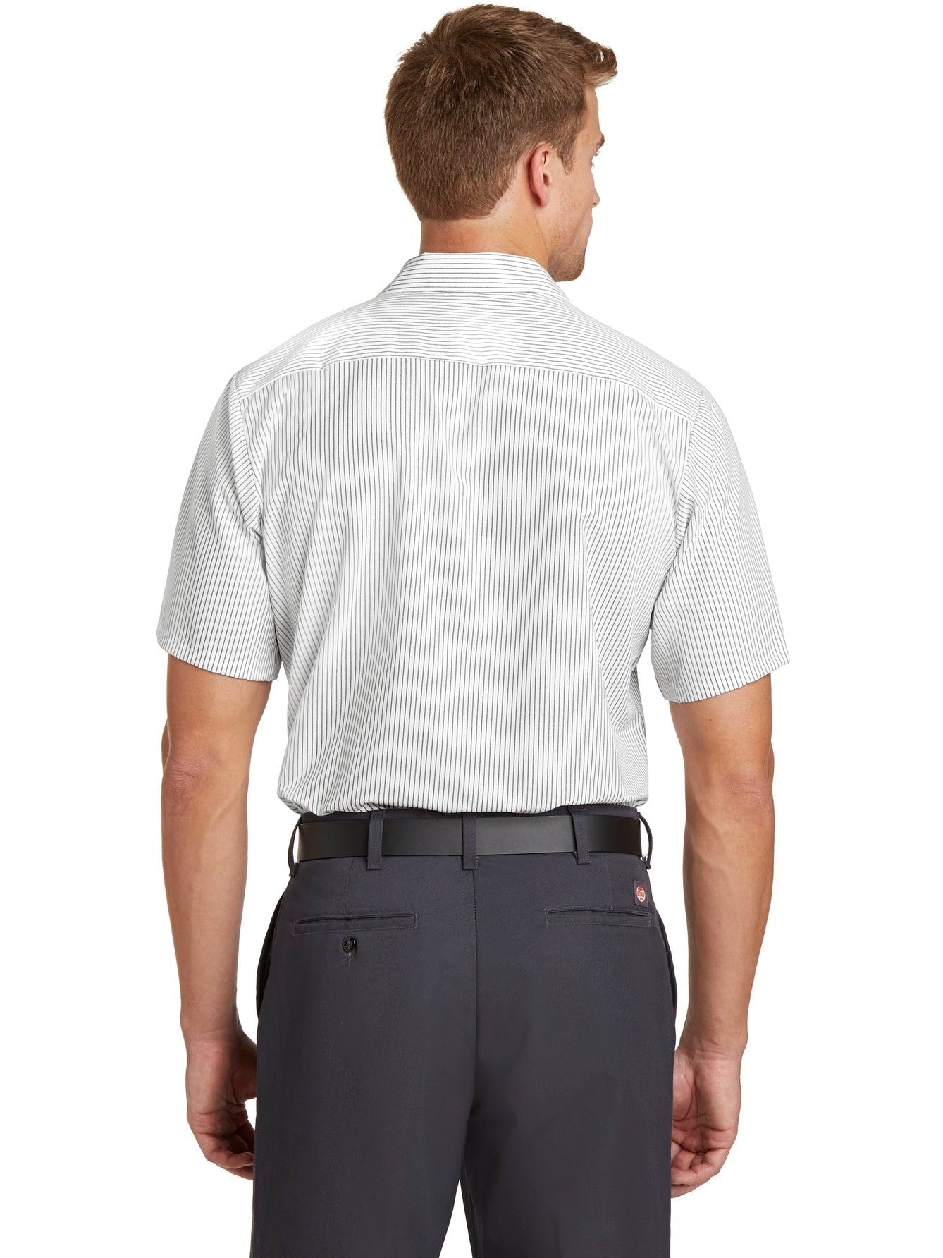 no-logo Red Kap Long Size, Short Sleeve Striped Industrial Work Shirt-Active-Red Kap-Thread Logic