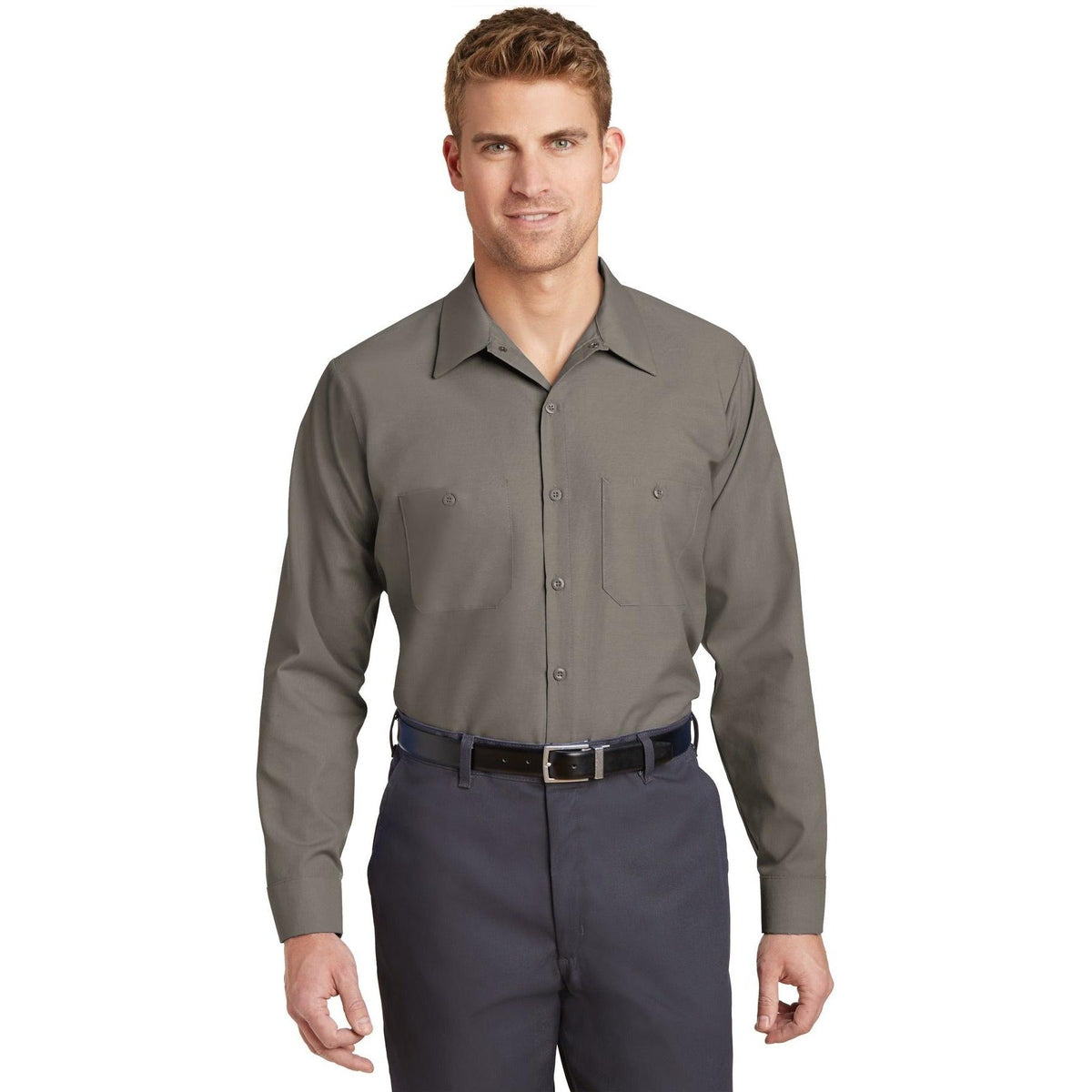 no-logo Red Kap Long Sleeve Industrial Work Shirt-Dress Shirts-Red Kap-Thread Logic