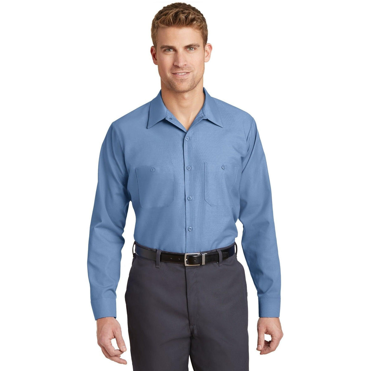 no-logo Red Kap Long Sleeve Industrial Work Shirt-Dress Shirts-Red Kap-Thread Logic