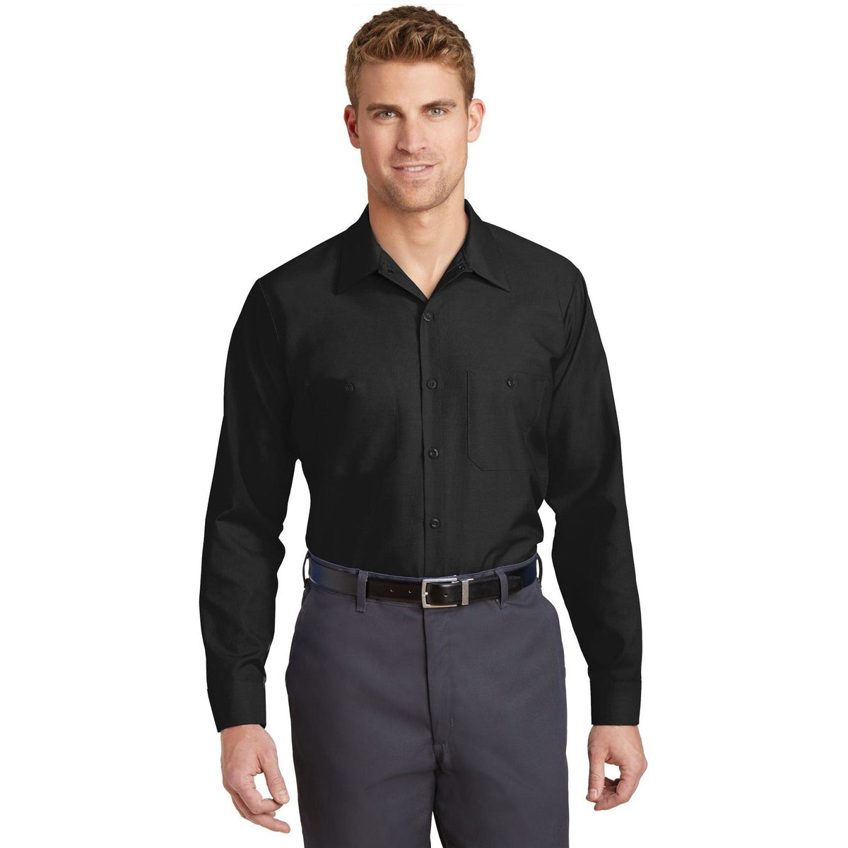 no-logo Red Kap Long Sleeve Industrial Work Shirt-Dress Shirts-Red Kap-Thread Logic