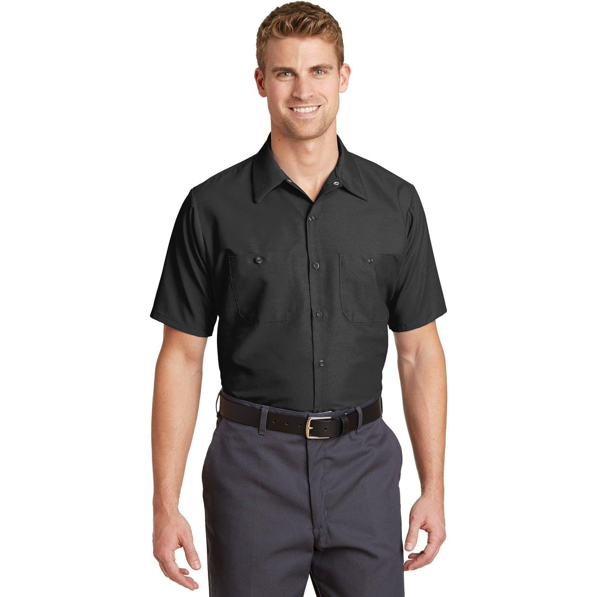 no-logo Red Kap Short Sleeve Industrial Work Shirt-Dress Shirts-Red Kap-Thread Logic