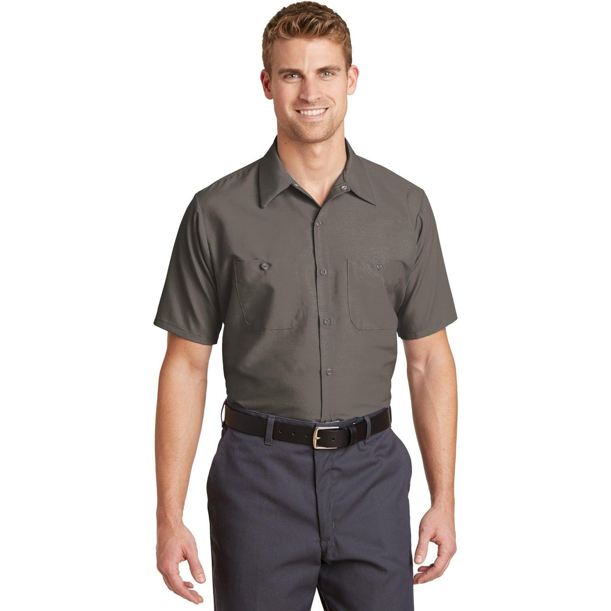 no-logo Red Kap Short Sleeve Industrial Work Shirt-Dress Shirts-Red Kap-Thread Logic