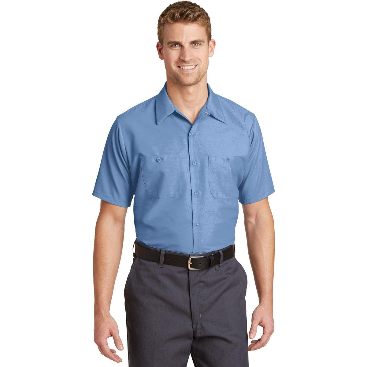 no-logo Red Kap Short Sleeve Industrial Work Shirt-Dress Shirts-Red Kap-Thread Logic