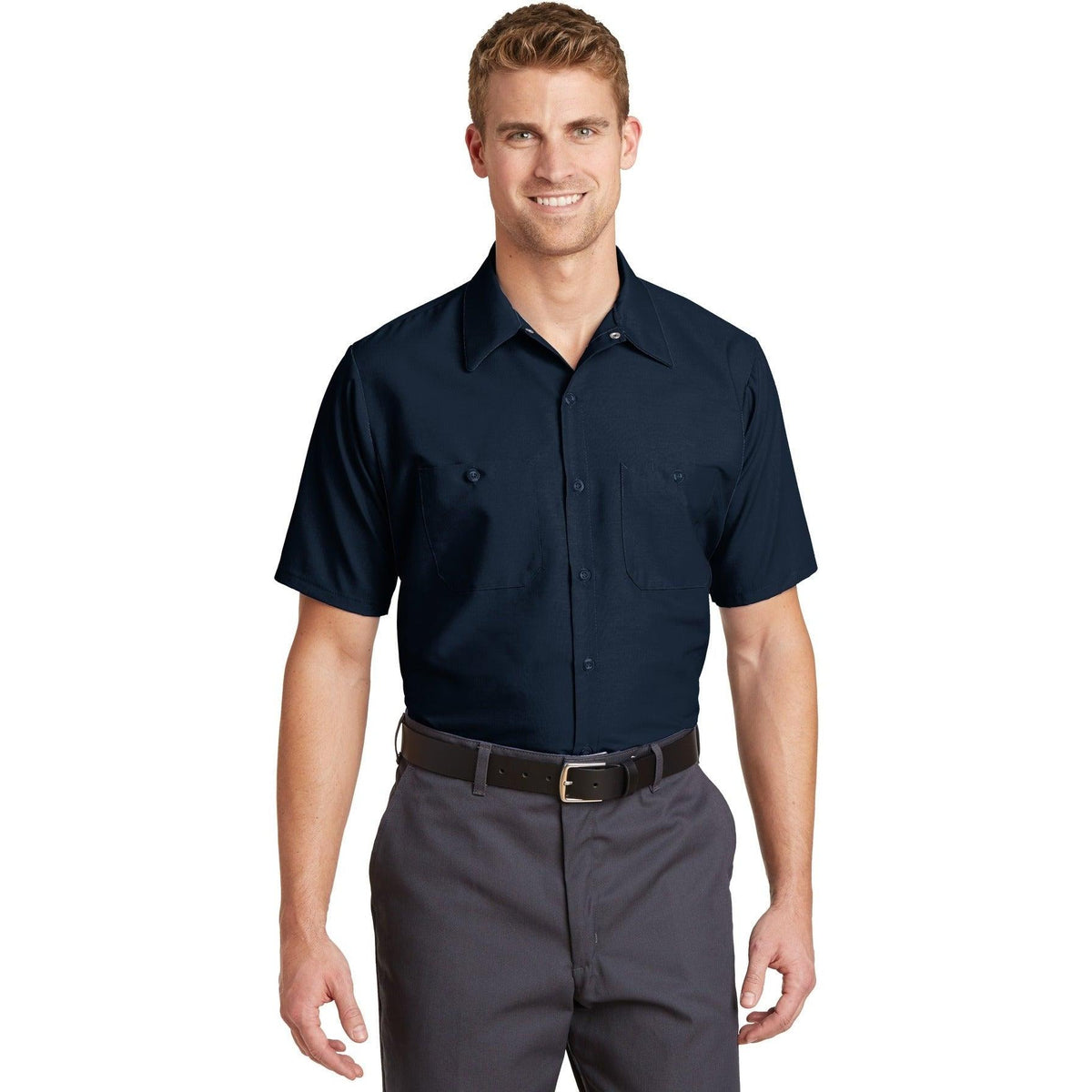 no-logo Red Kap Short Sleeve Industrial Work Shirt-Dress Shirts-Red Kap-Thread Logic