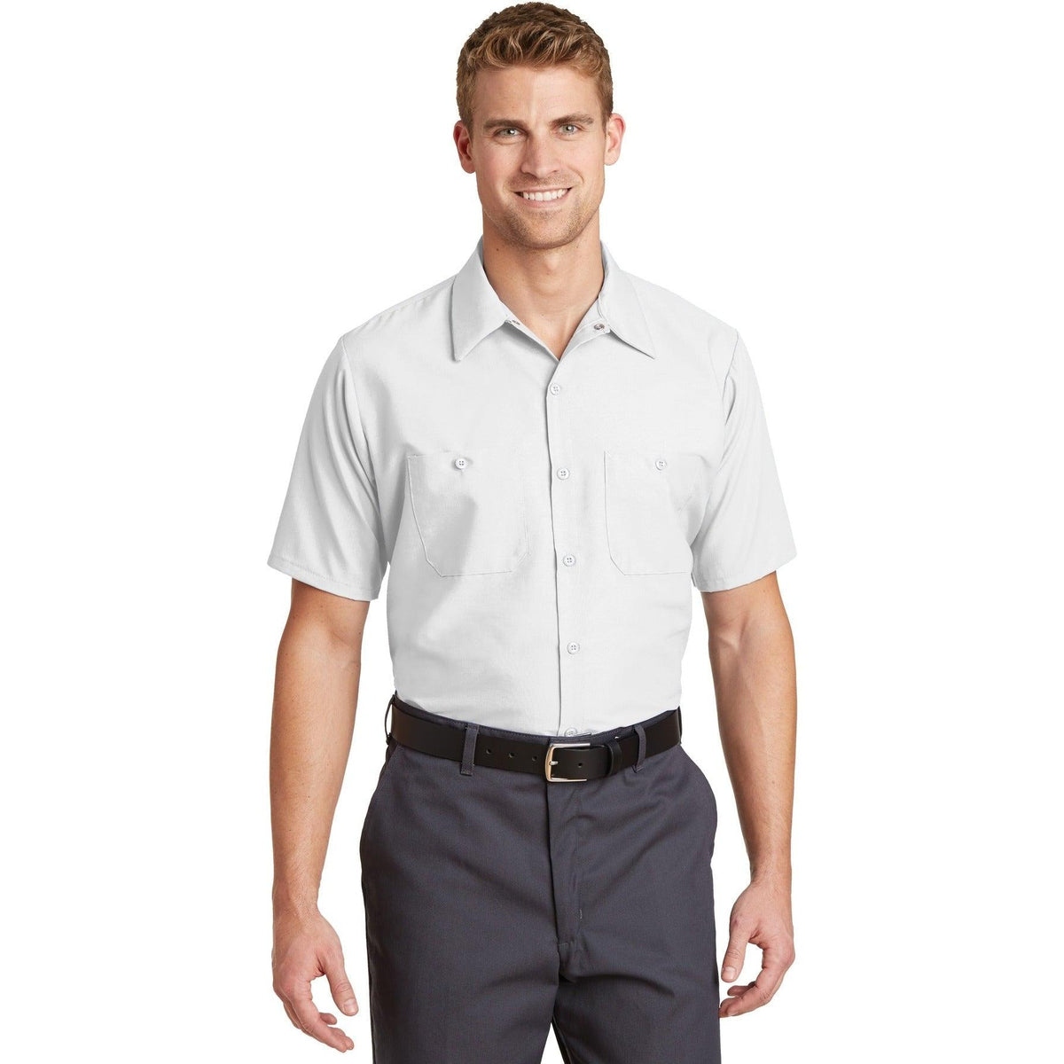 no-logo Red Kap Short Sleeve Industrial Work Shirt-Dress Shirts-Red Kap-Thread Logic
