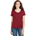 no-logo CLOSEOUT - Hanes Ladies Perfect-T Cotton V-Neck T-Shirt-Hanes-Vintage Red-XS-Thread Logic