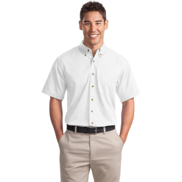 no-logo CLOSEOUT - Port Authority Short Sleeve Twill Shirt-Port Authority-White-XS-Thread Logic