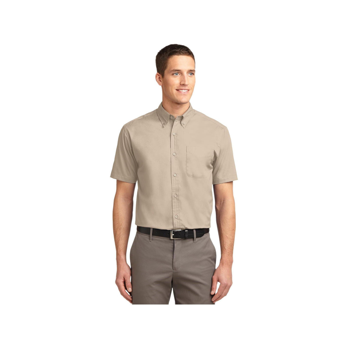 no-logo Port Authority Short Sleeve Easy Care Shirt-Port Authority-Stone-XS-Thread Logic