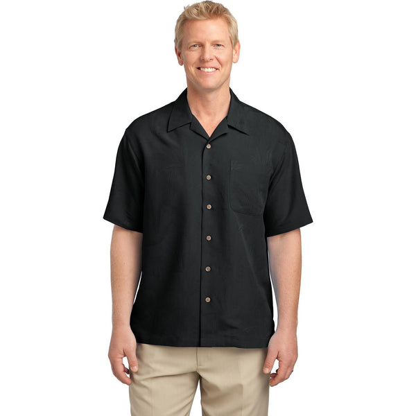 no-logo CLOSEOUT - Port Authority Patterned Easy Care Camp Shirt-Port Authority-Black-XS-Thread Logic