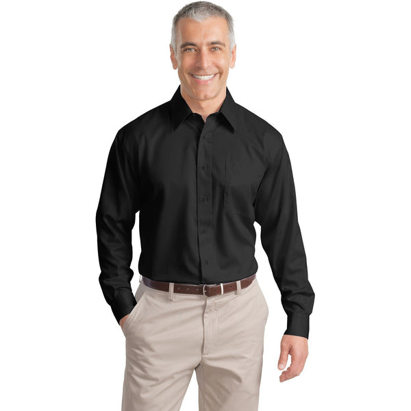 no-logo CLOSEOUT - Port Authority Non-Iron Twill Shirt-Port Authority-Black-XS-Thread Logic